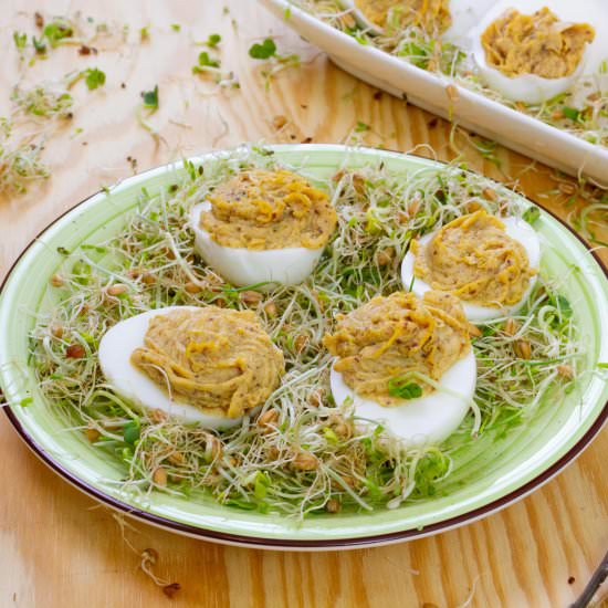 Devilled eggs with bacon cream - Recipe photo by mecooks.com