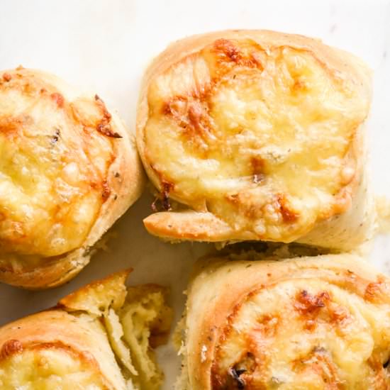 Caramelised Onion Cheddar Rolls - Recipe photo by The Desserted Girl