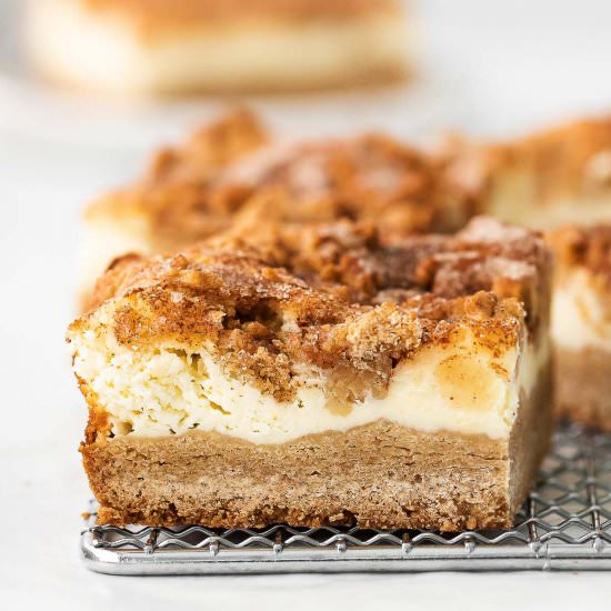 Snickerdoodle Cheesecake Bars - Recipe photo by ToSimplyInspire