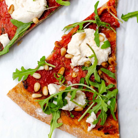 The Best Vegan Cheese Pizza - Recipe photo by myveganminimalist