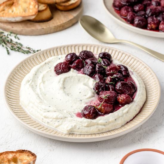 Ricotta Dip with Roasted Grapes - Recipe photo by Entirely Elizabeth