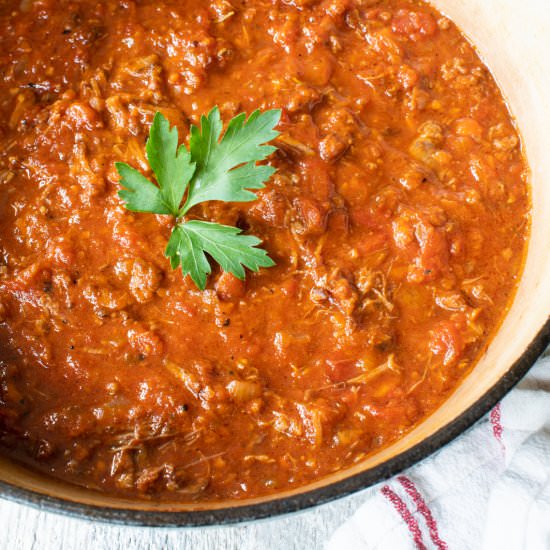 Short Rib and Sausage Ragu - Recipe photo by For the Love of Cooking