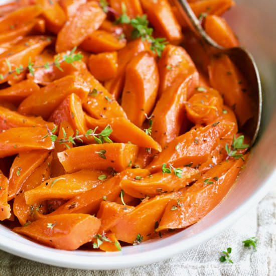 Bourbon-Glazed Carrots with Honey - Recipe photo by fromachefskitchen