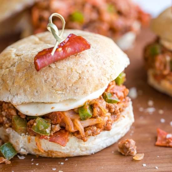 15-Minute Pizza Sloppy Joes - Recipe photo by Two Healthy Kitchens