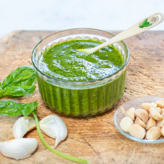 Basil & Macadamia Nut Pesto - Recipe photo by a zest for life