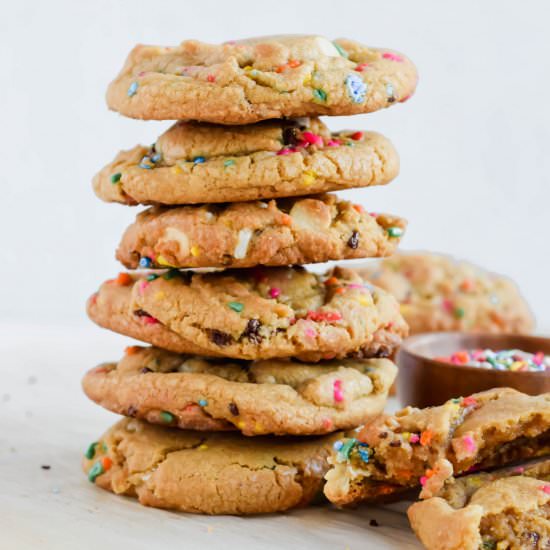 Funfetti White Chocolate Cookies - Recipe photo by apaigeofpositivity