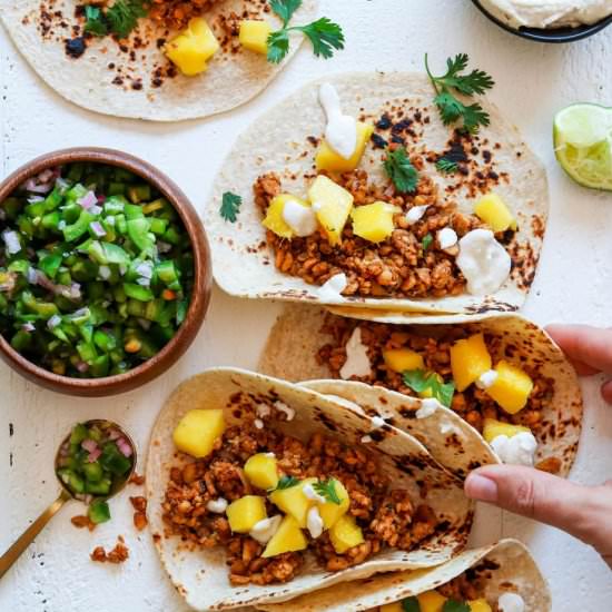 Spicy Tempeh Tacos - Recipe photo by wellvegan