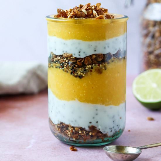 Mango Coconut Breakfast Parfait - Recipe photo by wellvegan