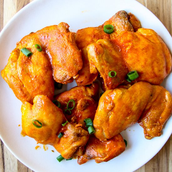 Buffalo Chicken Thighs - Recipe photo by the food blog