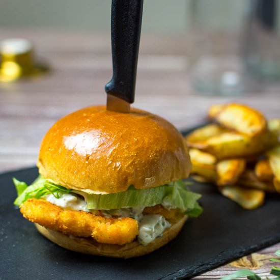 Fish Burger With Tartar Sauce - Recipe photo by somebodyfeedseb