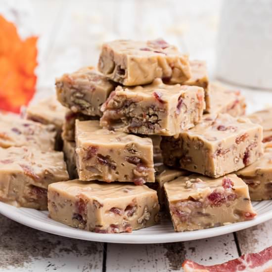 MAPLE BACON FUDGE - Recipe photo by thecaglediaries