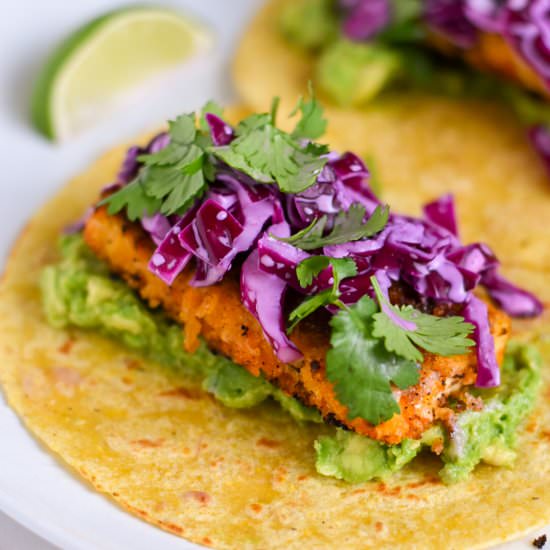 Blackened Tofu Tacos - Recipe photo by kindrootsfood
