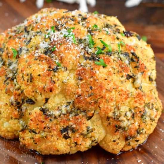 Whole Roasted Cauliflower - Recipe photo by WillCookForSmiles