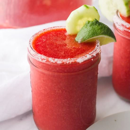 Frozen Strawberry Margaritas - Recipe photo by wholefully