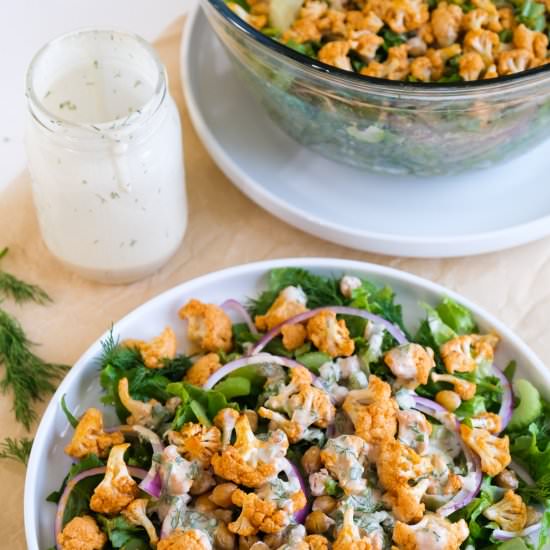 Buffalo Cauliflower Salad - Recipe photo by Botanical Barbara
