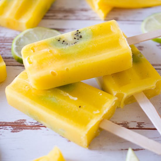 Mango Lime + Kiwi Popsicles - Recipe photo by sipandsanity