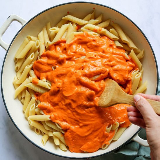 Vegan Vodka Sauce with Penne - Recipe photo by wellvegan