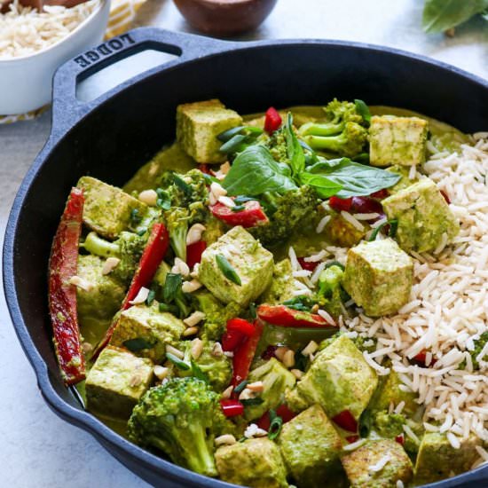 Coconut Green Curry with Tofu - Recipe photo by wellvegan