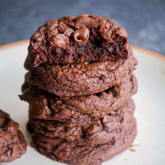 Eggless Triple Chocolate Cookies - Recipe photo by The Desserted Girl