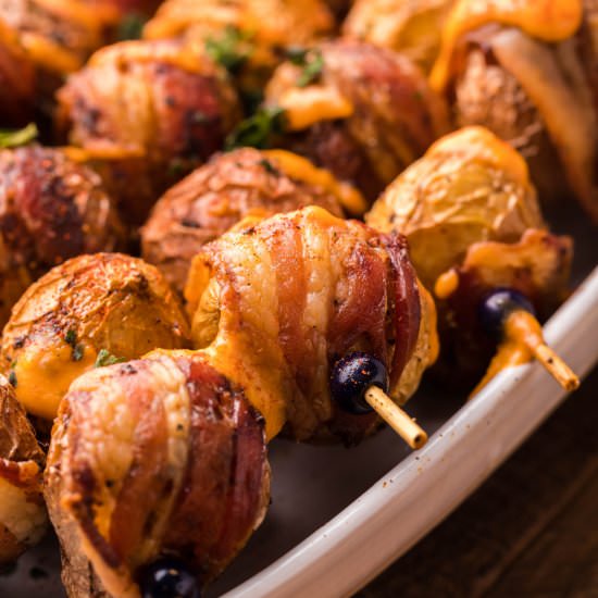 Smoked Potato Kebobs - Recipe photo by BBQing With The Nolands