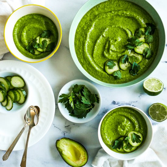 Creamy Cucumber Avocado Gazpacho - Recipe photo by gastronotherapy