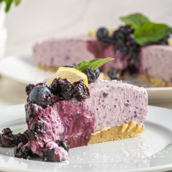 No Bake Blueberry Cheesecake - Recipe photo by cuisineandtravel