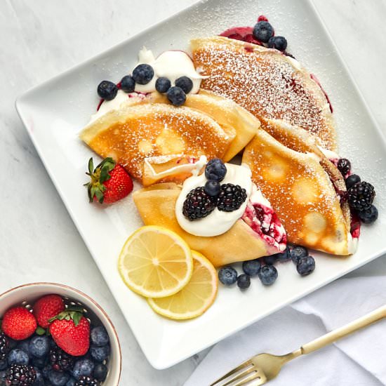 Crepes with Fresh Berries and Cream - Recipe photo by casualepicure