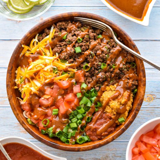 Low FODMAP Wet Burrito Bowls - Recipe photo by goodnomshoney