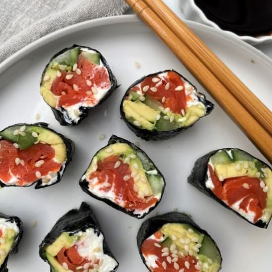 No-Rice Sushi with Smoked Salmon - Recipe photo by lowcarbsimplified