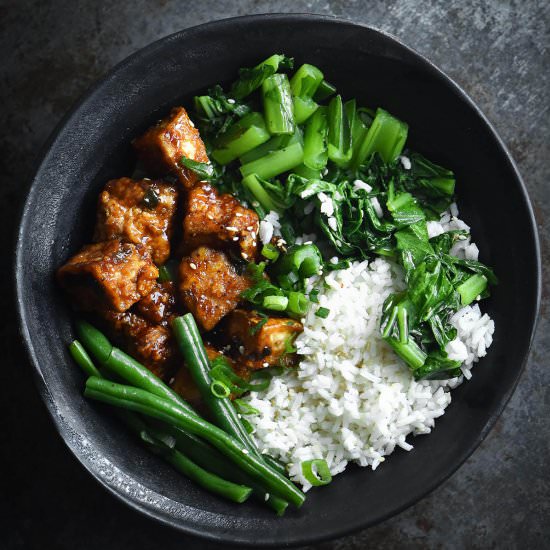 Sweet and sticky ginger glazed tofu - Recipe photo by georgeats