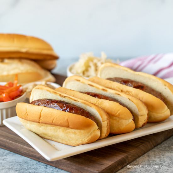 How to Grill Brats - Recipe photo by BeyondtheCoop
