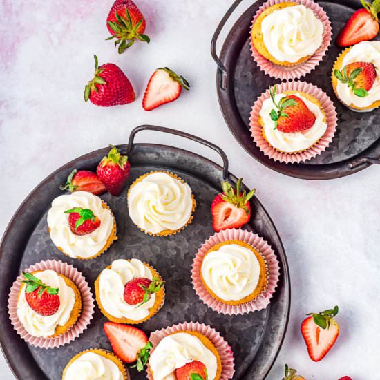 Tres Leches Cupcakes w Strawberries - Recipe photo by Flavor Mosaic