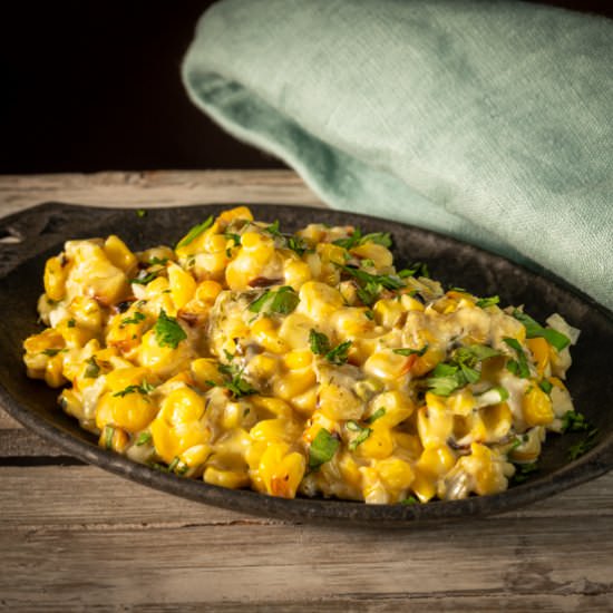 Creamed Corn with Poblana Peppers - Recipe photo by Austin Eats