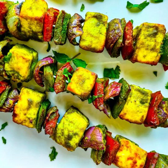Oven Roasted Hariyali Paneer Tikka - Recipe photo by Sheeba@gohealthy