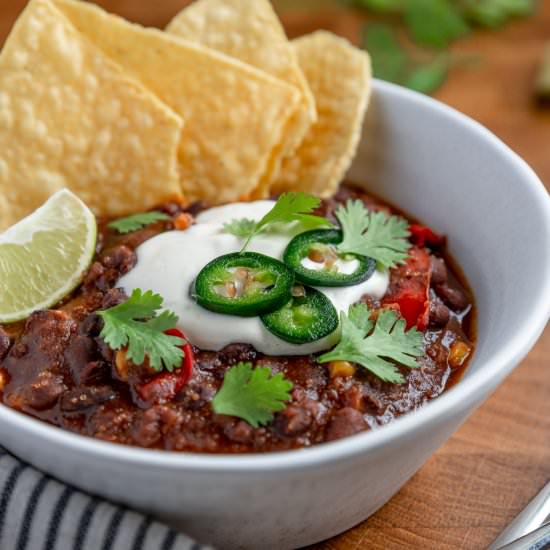 Vegan Adzuki & Black Bean Chili - Recipe photo by Cooking With Camilla