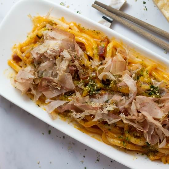 Spicy Miso Carbonara - Recipe photo by waitthatsgood