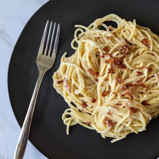 Spaghetti Carbonara (No Egg) - Recipe photo by thecandidcooks
