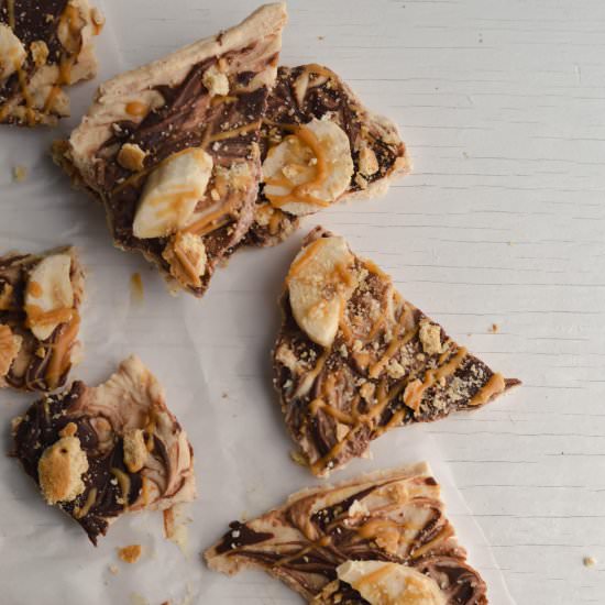 Chunky Monkey Greek Yogurt Bark - Recipe photo by nourishedbynic