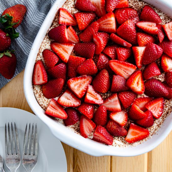 Scandalous Strawberry Tiramisu - Recipe photo by TheFrayedApron