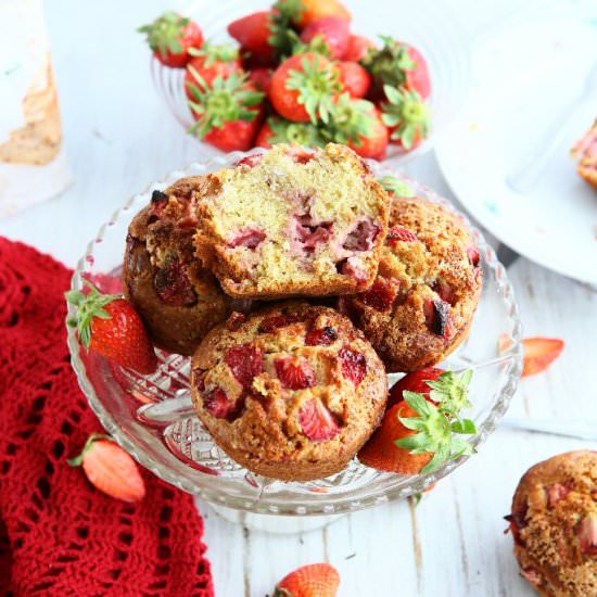 Jumbo Strawberry Buttermilk Muffins - Recipe photo by angiesrecipes