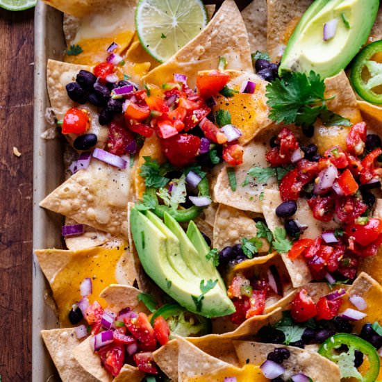 Loaded Vegetarian Sheet Pan Nachos - Recipe photo by Jillianshealthfuleats