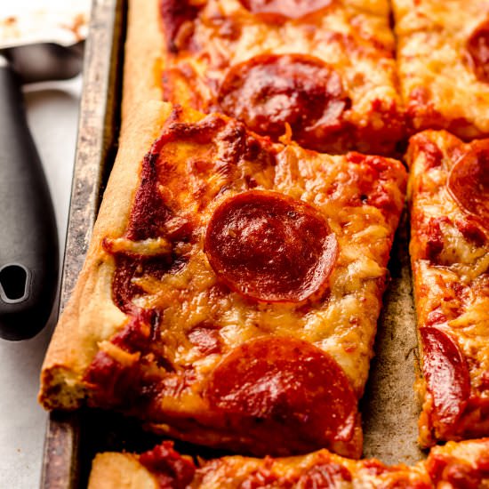sheet pan pizza - Recipe photo by freshaprilflours