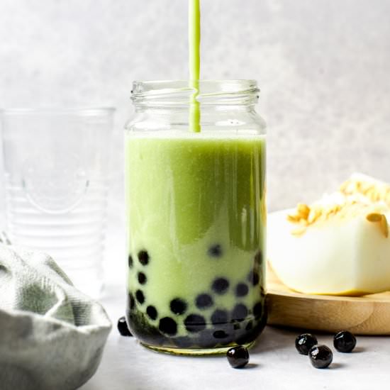 Honeydew Melon Milk Tea – Boba - Recipe photo by myveganminimalist