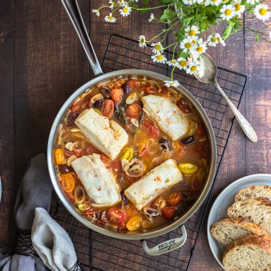 Tomato and Garlic Poached Fish - Recipe photo by Parsley and Parm