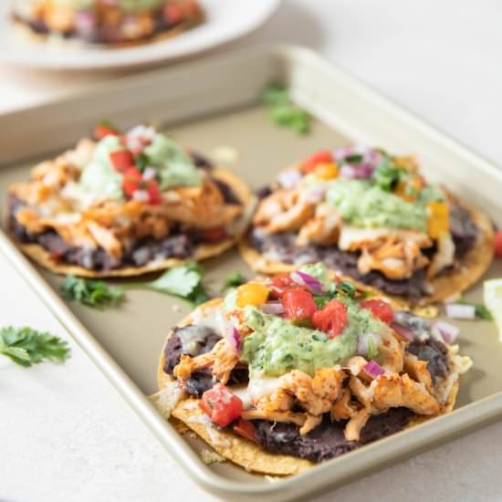 Chicken Tostadas with Black Beans - Recipe photo by farmflavor