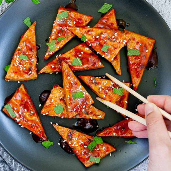 Crispy Baked Harissa Tofu - Recipe photo by MyPurePlants