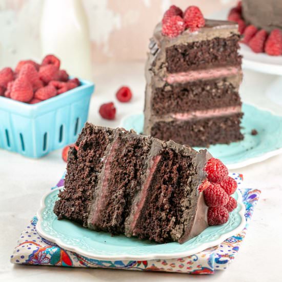 Chocolate Raspberry Layer Cake - Recipe photo by bunsenburnerbakery