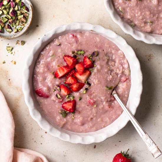 Strawberry Porridge Without Yogurt - Recipe photo by Our Nourishing Table