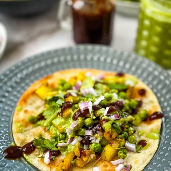 Samosa Tostadas - Recipe photo by Sweet Simple Masala