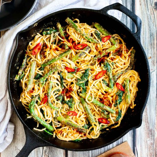 Creamy Harissa Tahini Pasta - Recipe photo by MyPurePlants
